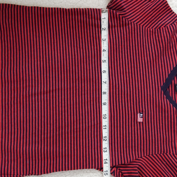 Polo Jean Co Ralph Lauren Red Navy Blue V Neck T-shirt Stripped - Picture 4 of 7